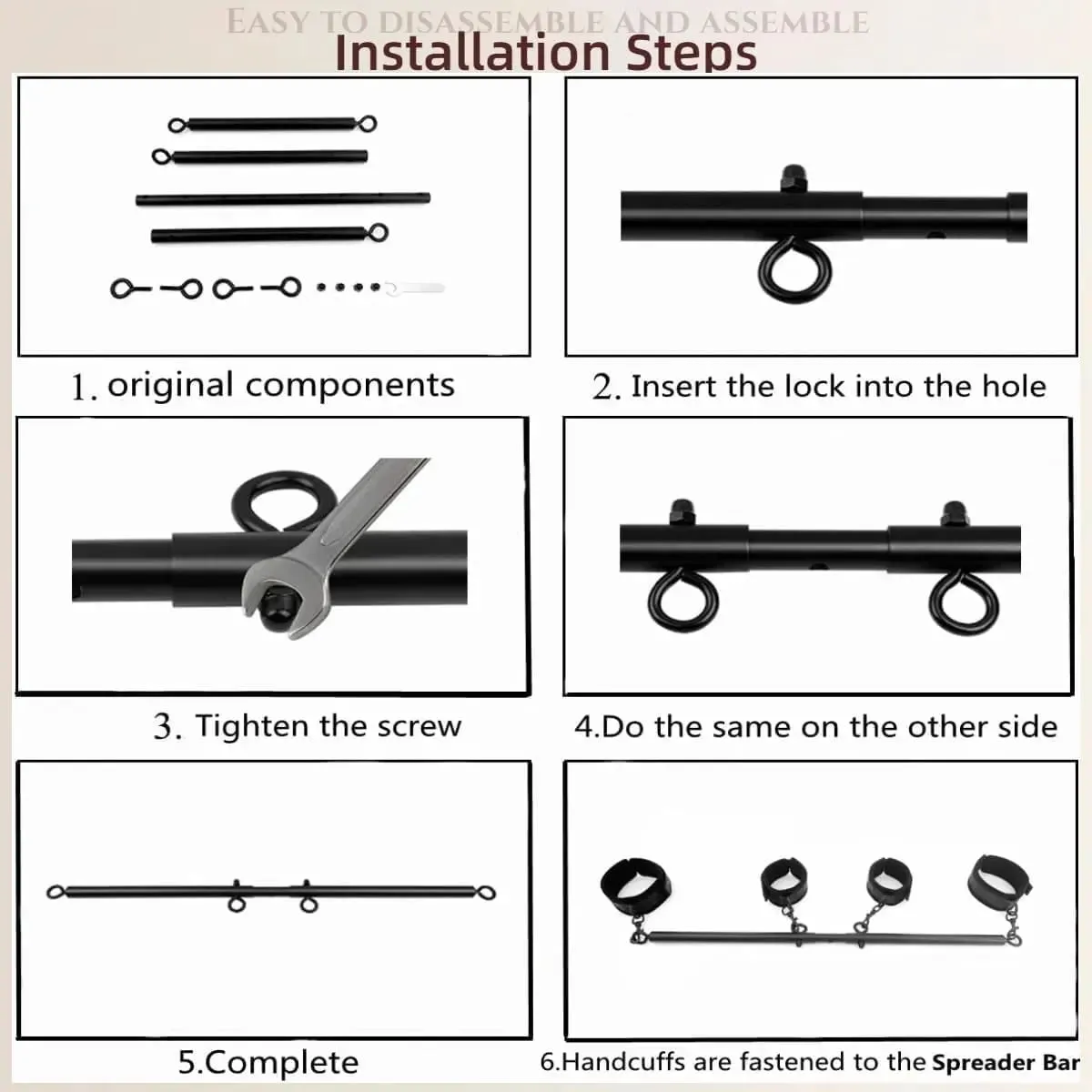 Spreader Bar Sex Toy With Wrist Ankle Neck Collar Restraint Kits Adjustable Handcuffs Collar Bondage Set BDSM For Adult Couple
