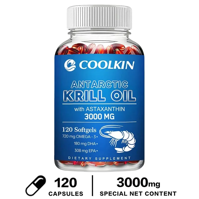 南極磷蝦油 3000 毫克 - Omega-3 EPA DHA 天然蝦紅素對心臟和關節健康的最大強度