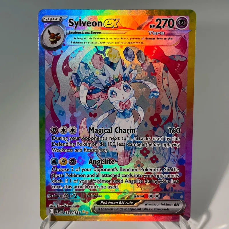 Prismatic Evolutions PKM Cards PTCG5-A GX Rainbow Umbreon Sylveon Leafeon ex Rare Collection Battle Toys Gifts for Hobbies