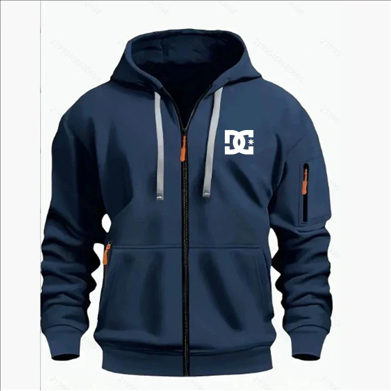Spring and Autumn Men's Casual Sports Hoodie Fashionable Arm Pocket Drawstring Hoodie Men's Loose Long-sleeved Shirt Pullover