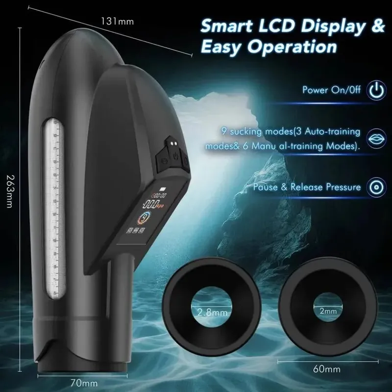 Electric Penis Pump Sex Toys Pumps Enlargers Submarine Vacuum Sex Toy for Men Penis Extender Pumps with 9 Suction Modes 18+