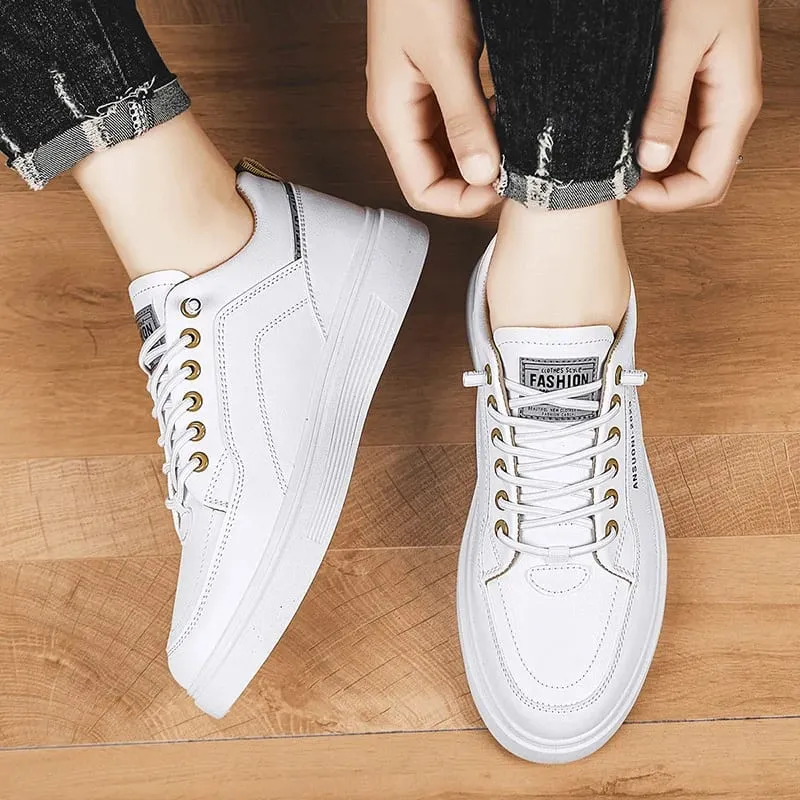 White Shoes Outdoors Leisure Sneakers Breathable Walking Shoes Flat Shoes Chaussure Homme Men's Casual Skateboarding Shoes