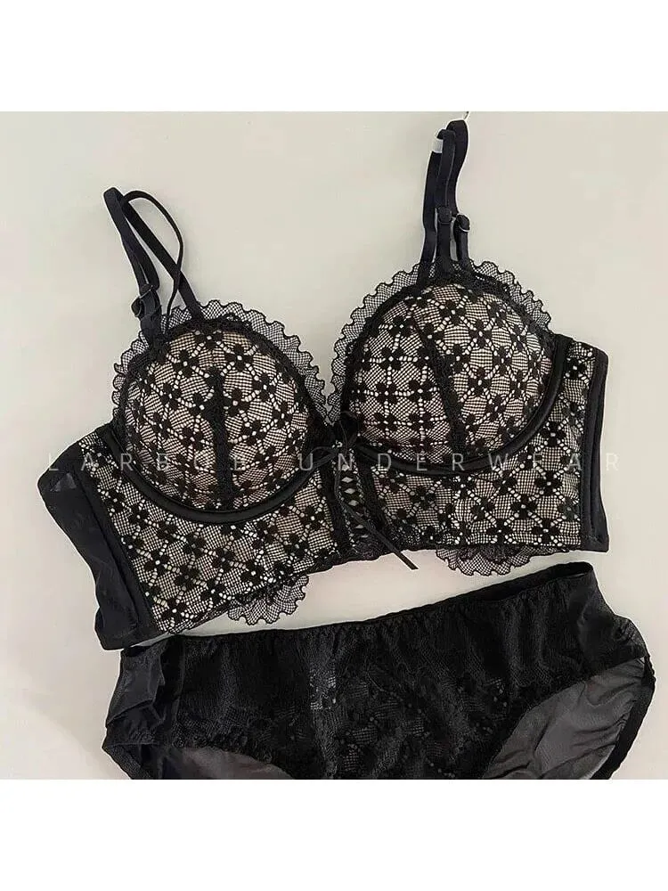 Lace Push Up Bra No Underwear Padding Slim Wireless Seamless Summer Sexy Bralette for Small Chest Lift Side Support Anti Sagging