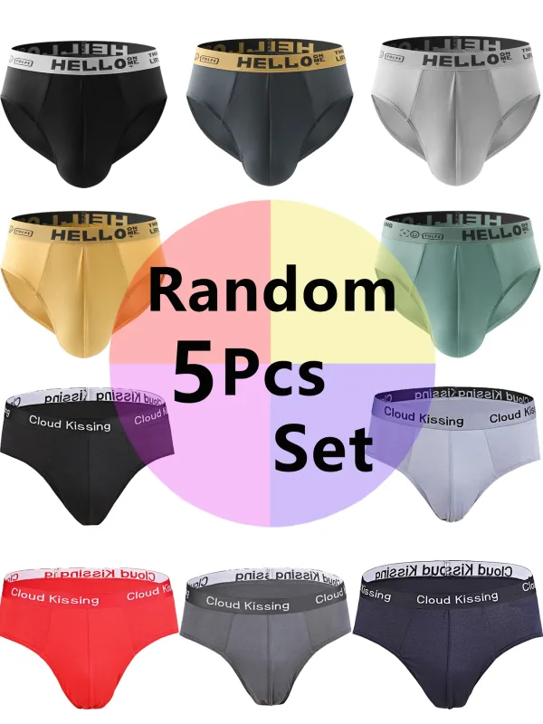 5 Keping/set rawak Seluar Dalam Lelaki Seksi Huruf Pinggang Seluar Dalam Kasual Selesa Bernafas Seluar Dalam Warna Pejal Seluar Dalam Lelaki