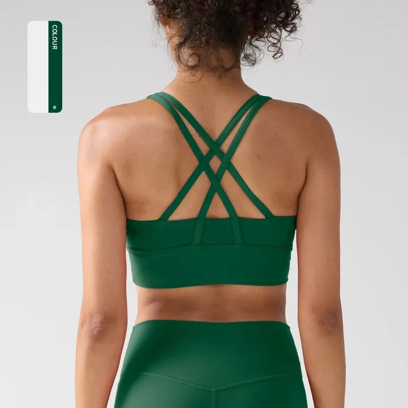 Solid Color Women Women Fitness Yoga Bras Race Back Sports Bras Nylon Top Women Bra Sexy Breathable Underwear For Women Gym