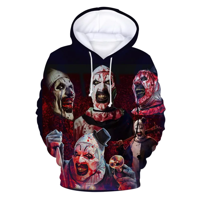 Horror Movie Terrifier 3D Print Hoodies Men Women Casual Streetwear Fashion Hoodie Sweatshirts Pullovers Tracksuits Man Clothing