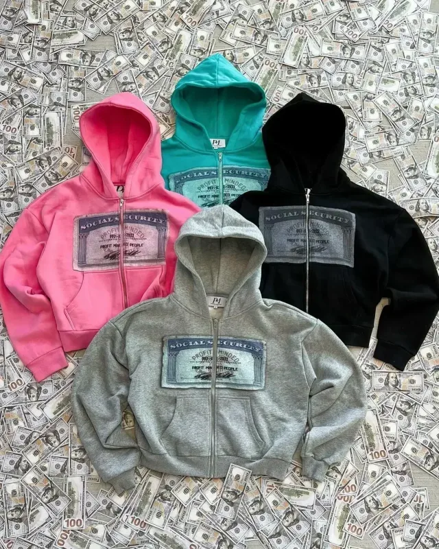 Y2K Retro Hoodie Men's and Women's Custom Print Streetwear Long Sleeve Pullover with Hood