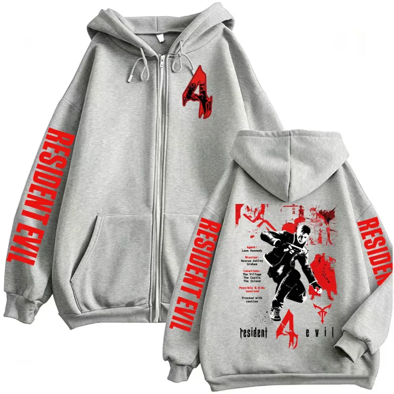 Limited Resident Evil Requiem Leon Kennedy Zipper Hoodies Men Women Harajuku Fashion Jacket Sweatshirts Long Sleeve Zip Up Coats