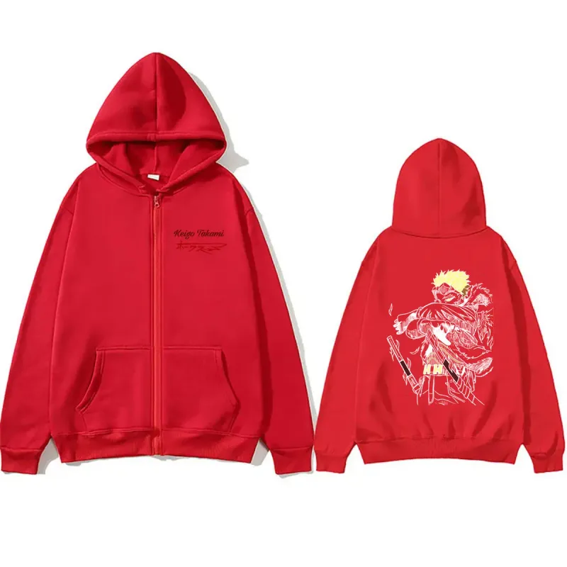 Anime My Hero Academia Zipper Hoodie Cartoon Takami Keigo Hawks Graphic Zip Up Jacket Men Women Manga Vintage Oversized Hoodies