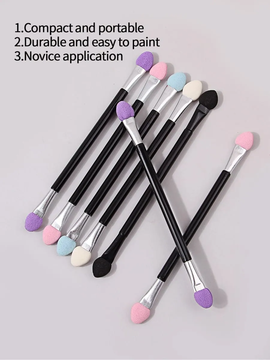 50ks oboustranných štětců na oční stíny Módní Užitečné Aplikátory s houbičkou s dlouhou rukojetí Lip Eye Brow Brush Beauty Makeup Tool