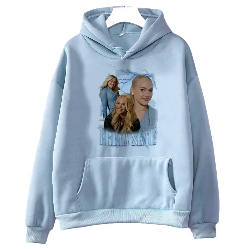 Freya Skye 2000s fashion hooded sweatshirt - Women's loose fit - Men's version. Cutecore. Suitable for both men and women.