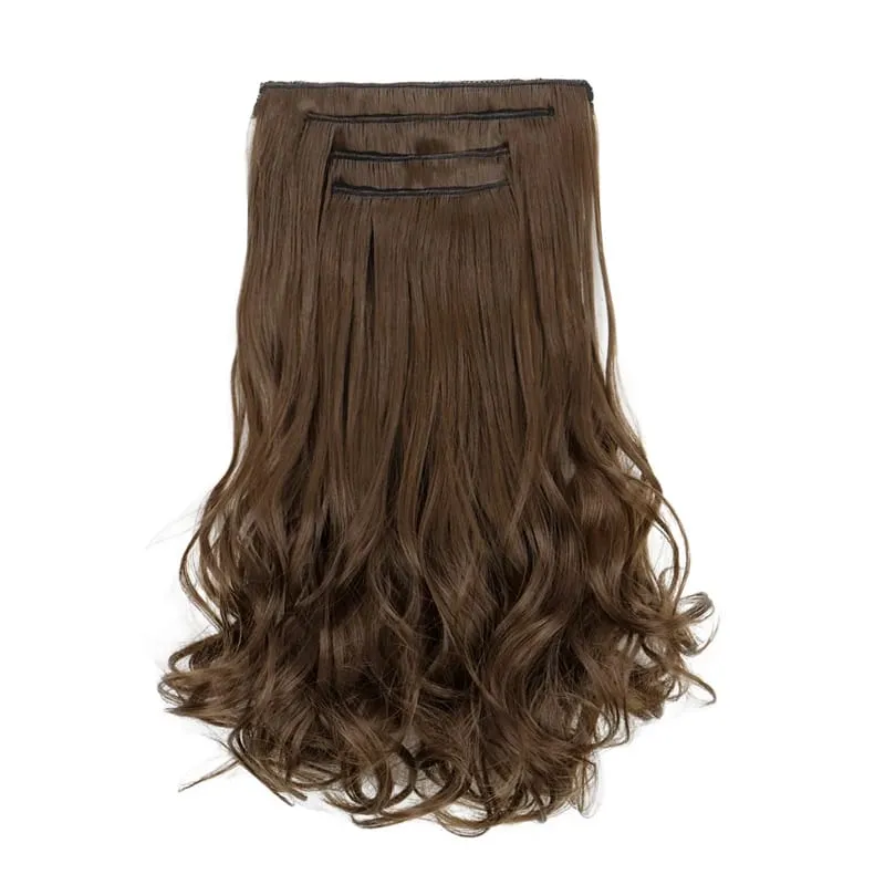 Synthetic 14Inch Short Wavy Curly Hair Extension 4pcs/set Clip -in Invisible Soft Hairpiece for Women Party Daily Use