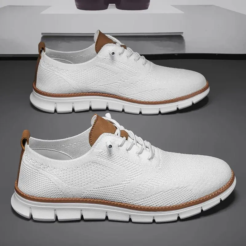 Male Breathable Woven Mesh Casual Shoes Light Flat Sneakers Non‑Slip Rubber Sole Men Daily Walking Outdoor Footwear Plus Size