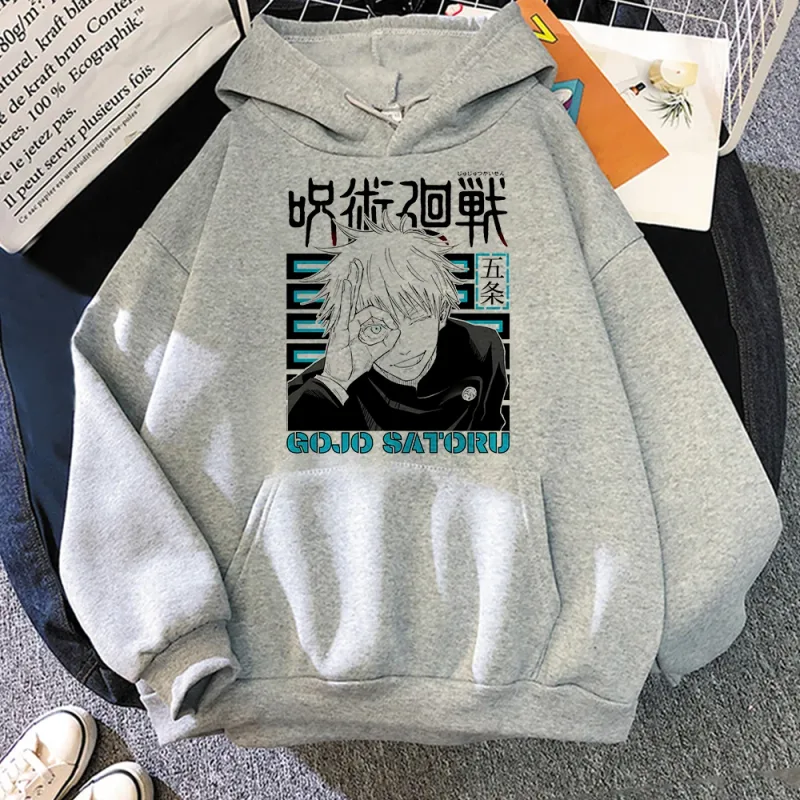 Anime Jujutsu Kaisen Manga Gojo Satoru Graphic Hoodies Vintage Oversized Hooded Long Sleeves Cotton Hoodie Men Women Clothes