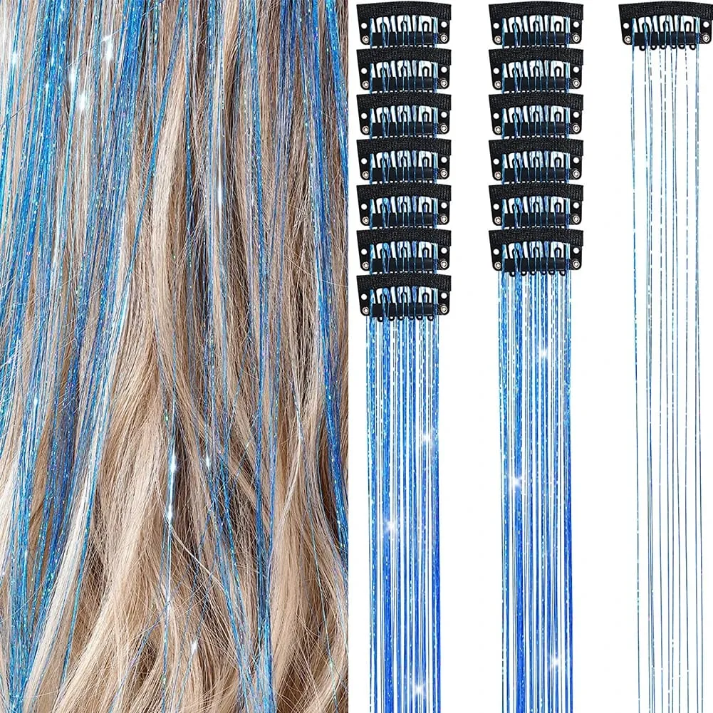 1/6Pcs Colorful Long Straight Hair Pieces Synthetic Clip-in Hair Extensions Synthetic High Temperature Fiber Wig for Daily Use