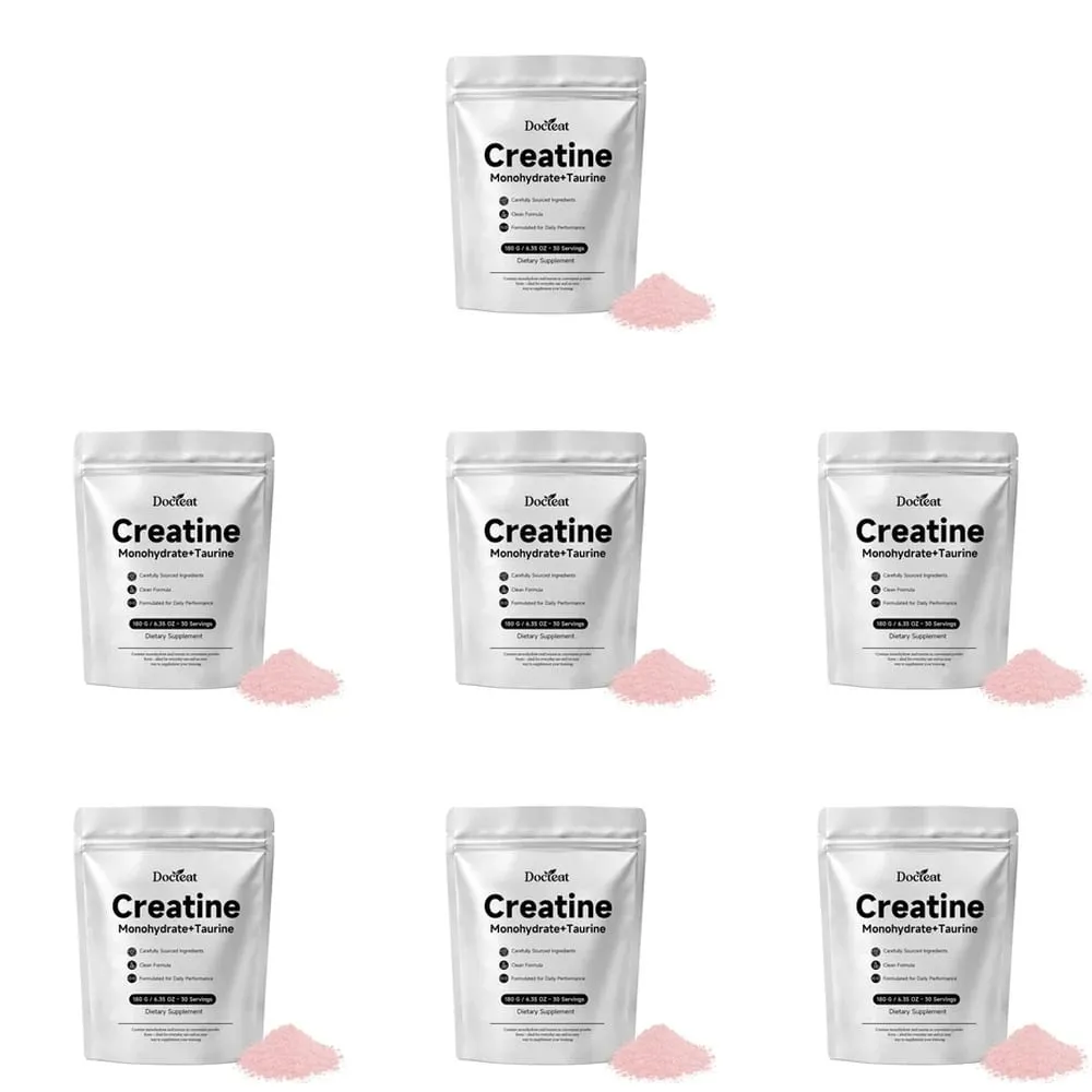 Creatine Monohydrate Taurine Powder 180g 30 Servings Muscle Strength Endurance Performance Workout Fitness Training Supplement