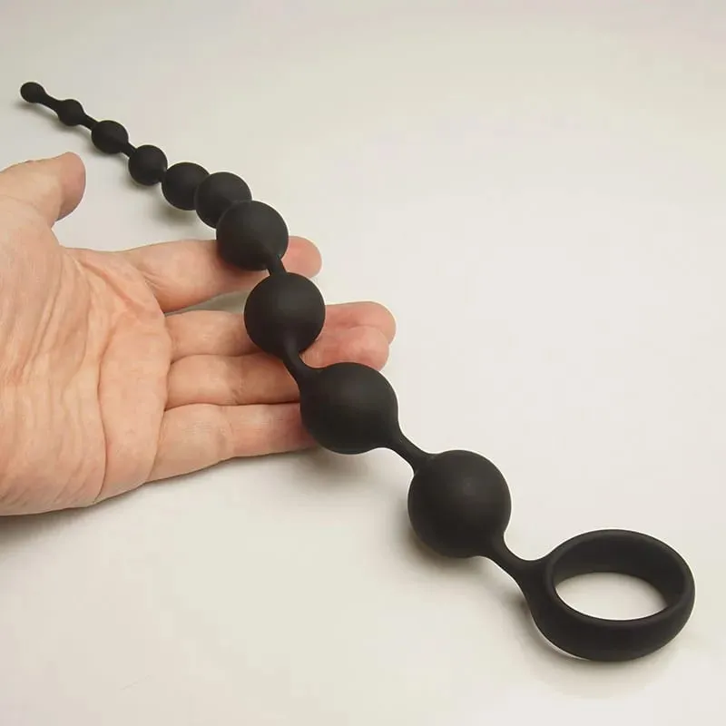 Silicone Anal Beads Sex Toys 10 Increasing Size Balls Anus Butt Plug Analplug Buttplug Butplug With Easy Pull Loop Handle