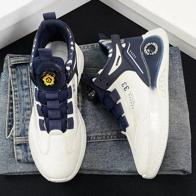 Mens's Sneakers with Rotating Buckle Comfy Non Slip Lace up Durable Shoes for Mens Outdoor Activities Sports Shoes Tenis Zapatos