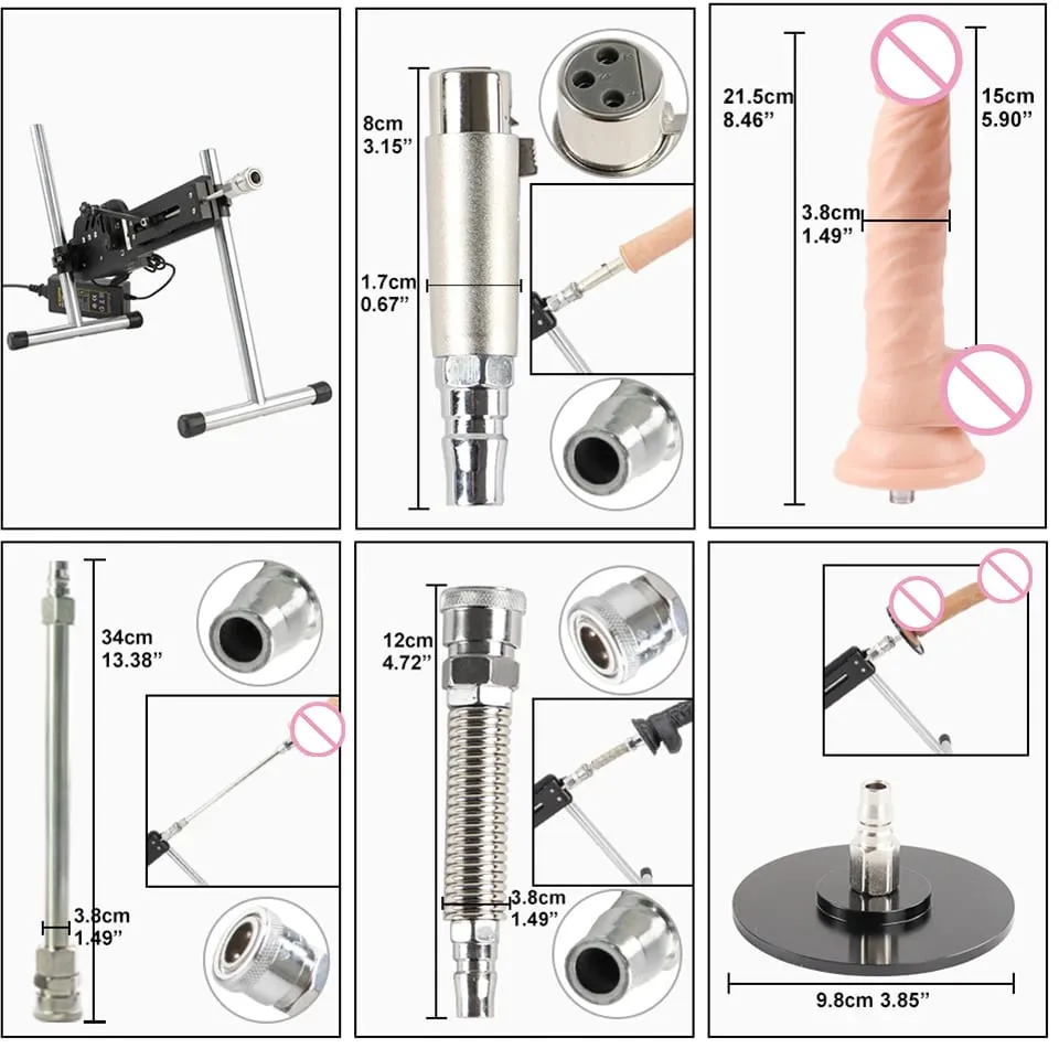 App-Controlled Mute High-Power 70W Dildo Sex Machine with Vac-u-Lock Dildo Attachments And Pumping Gun Adult Toy