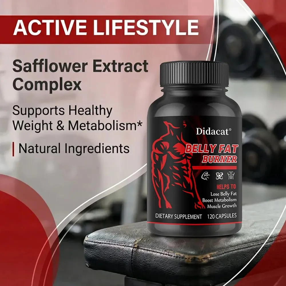 Stimulant-Free Men's Belly Fat Burner Capsules Boost Metabolism Burn Stubborn Fat Tighten Abs Preserve Muscle Caffeine-Free