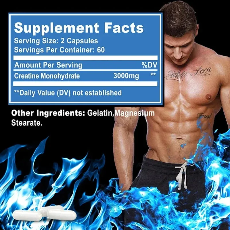 Creatine Monohydrate - Supports Muscle Energy and Cognitive Function Increases Lean Muscle Mass - Gluten Free