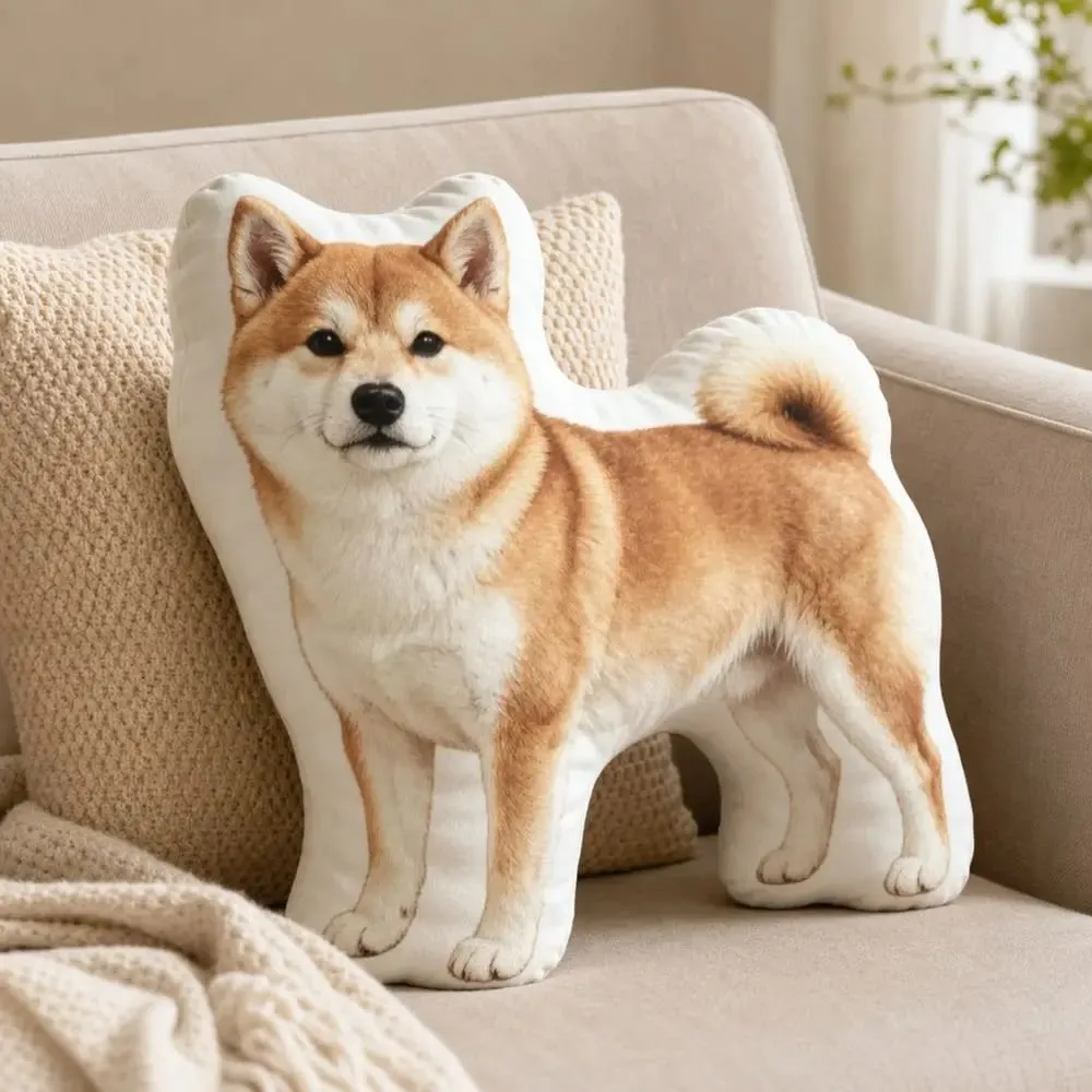 Dog Shaped Pillow Animal Throw Pillow Decorative Animal Pillow Soft Fabric Shiba Dog Cushion PP Cotton Filling