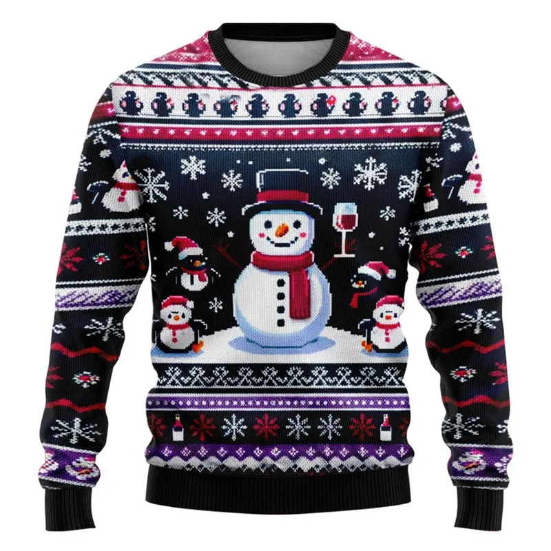 Nam Nữ Xmas Áo 3D Giáng Sinh Người Tuyết Santa In Hình Giáng Sinh Xấu Xí Áo Len Unisex Chui Đầu Ngày Lễ Đảng Dây Nhảy Cao Cấp