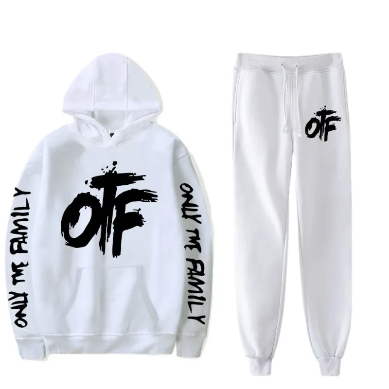 Harajuku Comfortable Funny OTF Letter Print Sweatshirt Sweatpants Suit Men/Women Hoodies+ Trousers Suit Cute 2 Piece Set Clothes