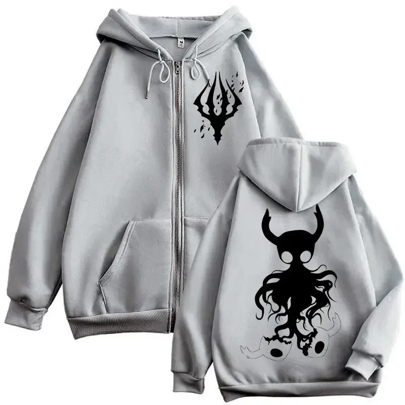 Limited Hollow Knight Game Graphic Zipper Hoodies Gothic Vintage Zip Up Hooded Sweatshirts Men Women Fashion Casual Pullovers