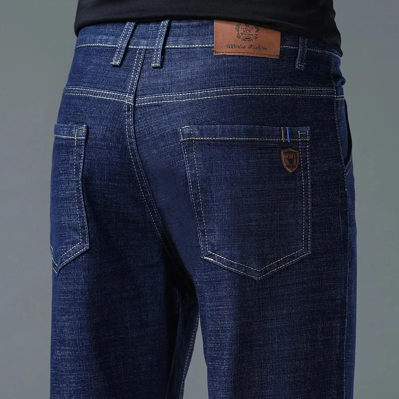 2026 Y2k Clothes Pantalon Homme Stretch Business Four Seasons Blue Regular Fit Straight Jeans