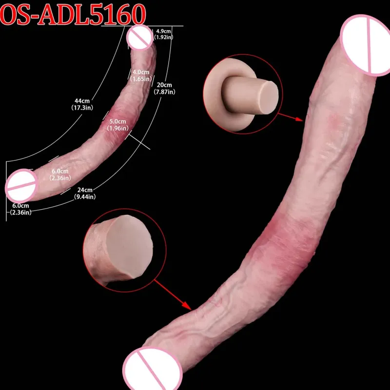 47Cm Thực Tế Dài Dương Vật Giả 2 Đầu Hậu Môn Âm Đạo Kích Thích Đồ Chơi Tình Dục Có Mút Dành Cho Các Cặp Đôi Đồng Tính Nữ Người Đồng Tính Nam trưởng Thành Dụng Cụ
