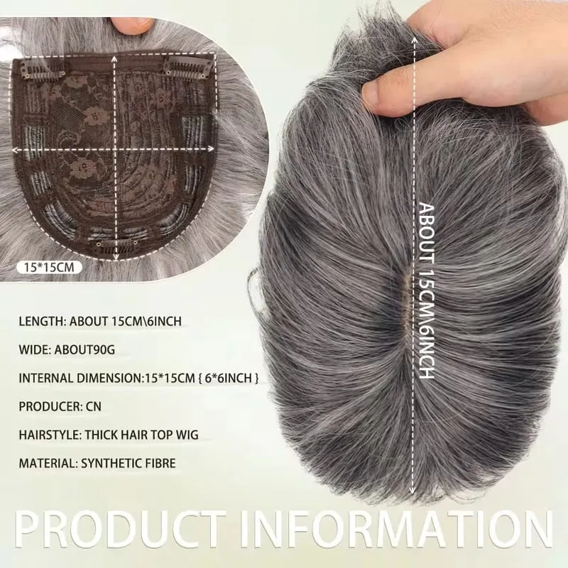6Inch Synthetic Short Straight Hair Toppers for Thinning Hair Texture Clip-In Adds Volume Hairpiece for Women Daily Use
