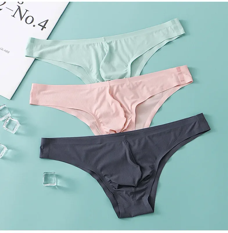 Seluar Dalam Lelaki Setengah Pinggul Segitiga Kecil Pinggang Rendah Lelaki Muda Seksi Sutera Ais Seluar Lancar Musim Panas Seluar Dalam Seluar Bernafas Ringan
