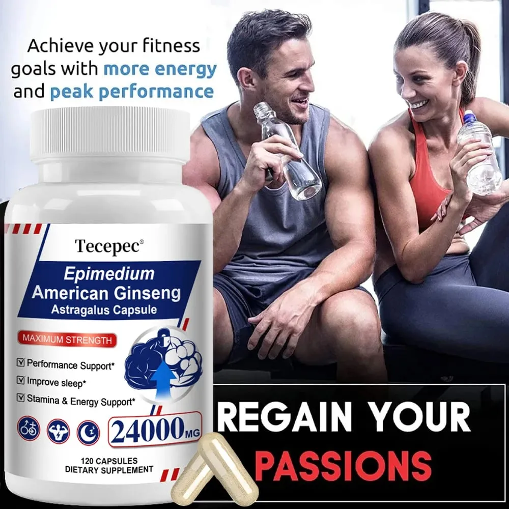 Ginseng & Astragalus Capsules Supports Strength Endurance & Energy Promotes Sleep Natural Immune Support 30/60/120 Capsules
