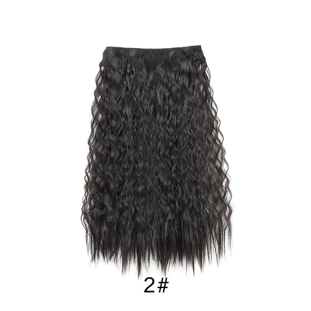 24Inch Synthetic Long Kinky Curly Hair High Temperature Corn Wave Hair Extension Clip in Fiber Hairpieces for Women