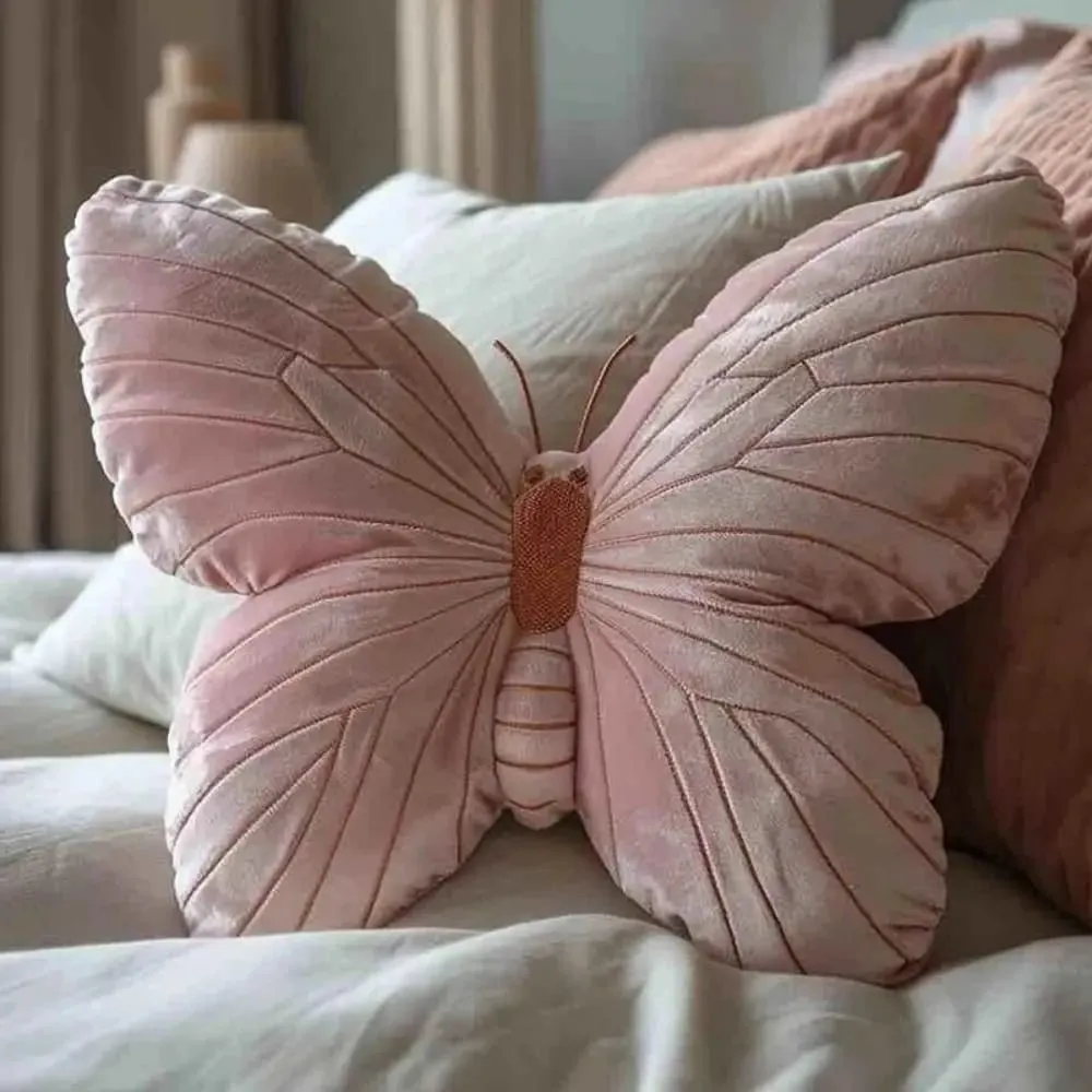 New Cute Butterfly Pillow Fashion Soft Toy Throwing Pad Christmas Gifts Girl Pink Toy Bedhead Pillow — image 2
