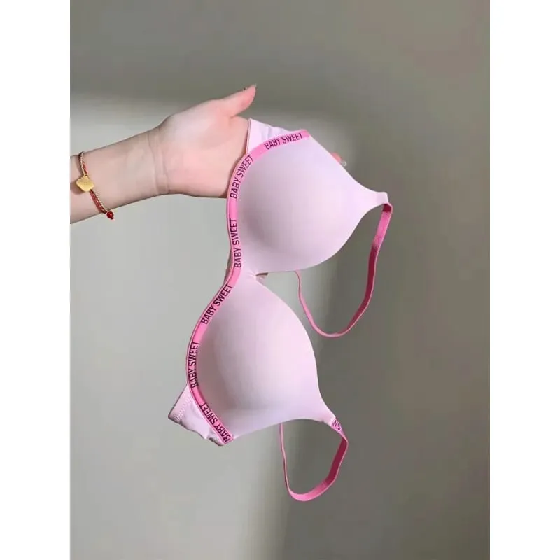 Stijlvolle Levendige Kleuren Dopamine Lingerie Sexy Boost Kleine Borsten Draadloos Zacht Dagelijks Casual Thuis Daten Grote Maat 32-38 Bh Set Hot