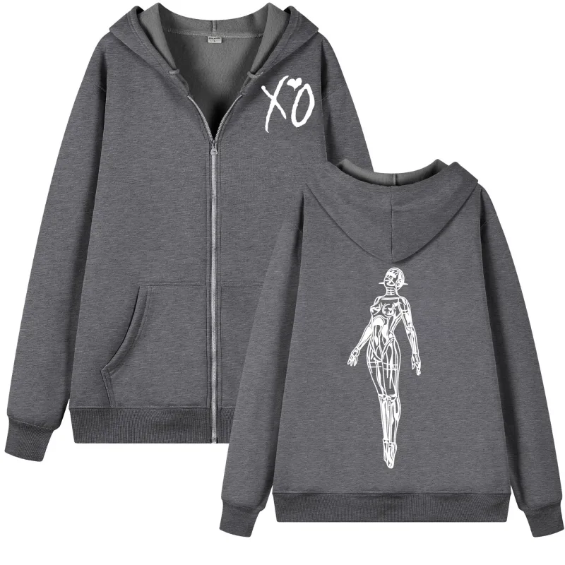 Rapper The Weeknd Zipper Hoodie Fashion Hip Hop Zip Up Jacket Pullovers Men Women Casual Fleece Hooded Sweatshirts Streetwear