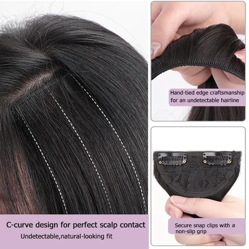 10cm/20cm/30cm Synthetic Short Straight Pad Invisible Hair Extension Lining of Hair Top Side Cover Hairpiece for Women