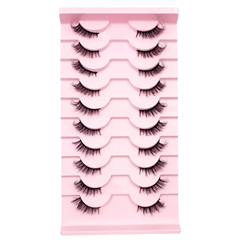 3D Cat Eye Lashes Half Eyelashes 10 Pares Half Lashes Natural Clear Stem False Eyelash Extension Makeup Faux Cils maquiag