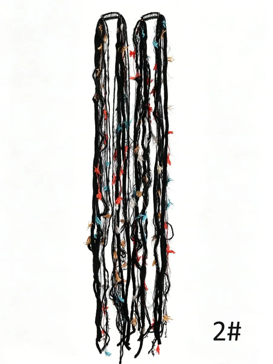 Colorful Hand Woven Braiding Extensions Hair Clip In Synthetic Wig Dreadlock Hair Pieces Hair Accessories for Women Daily Party