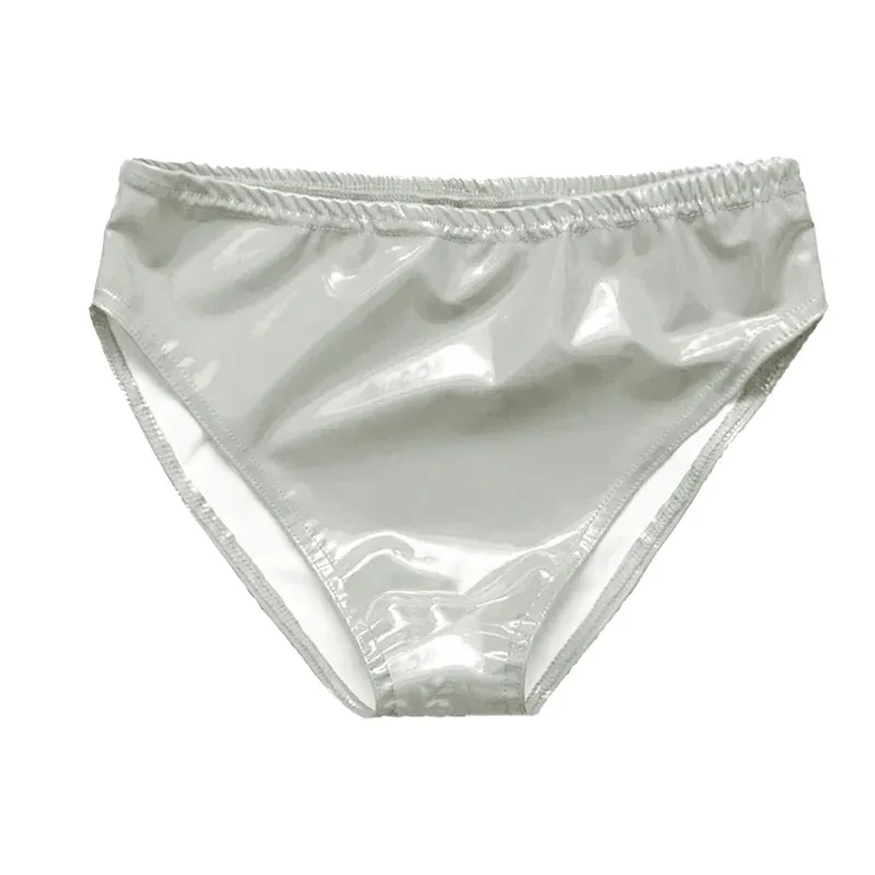 男士性感乳膠光面內褲內衣 Pvc 皮革內褲女式漆皮情趣內衣丁字褲娘娘腔內褲