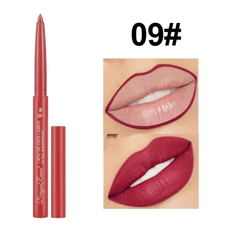 Vandtæt mat lipliner blyant Sexet rød kontur læbefarvet læbestift Holdbar fugtgivende Non-stick kop Læber Makeup 12 farver