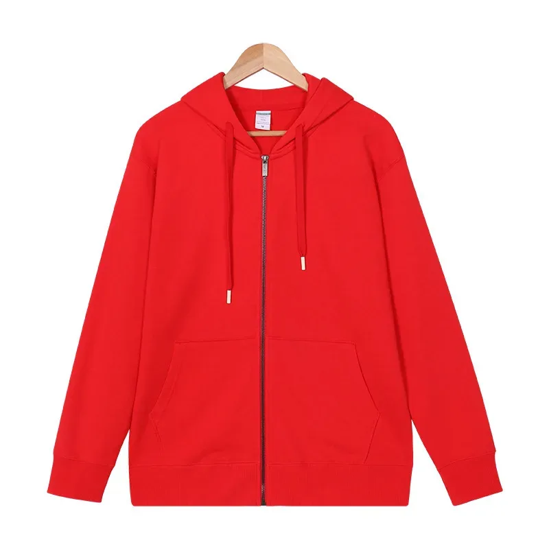 2026 autumn and winter new men's hooded zipper sweater solid color