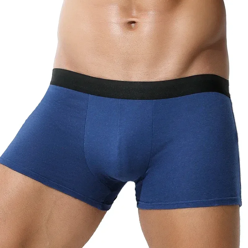 3PCS Pure Cotton Men's Underwear, Men's Boxer Briefs, Youth Pure Color Mid-Waist Boxer Briefs, Breathable Cotton Factory