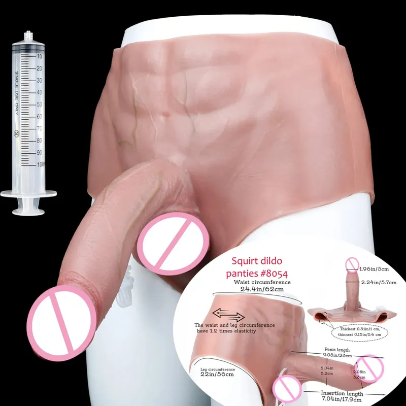 Black Nude Strapon Big Realistic Ejaculation Dildo Silicone Squirting Panties With Simulated Solid Penis Sex Toy For Women