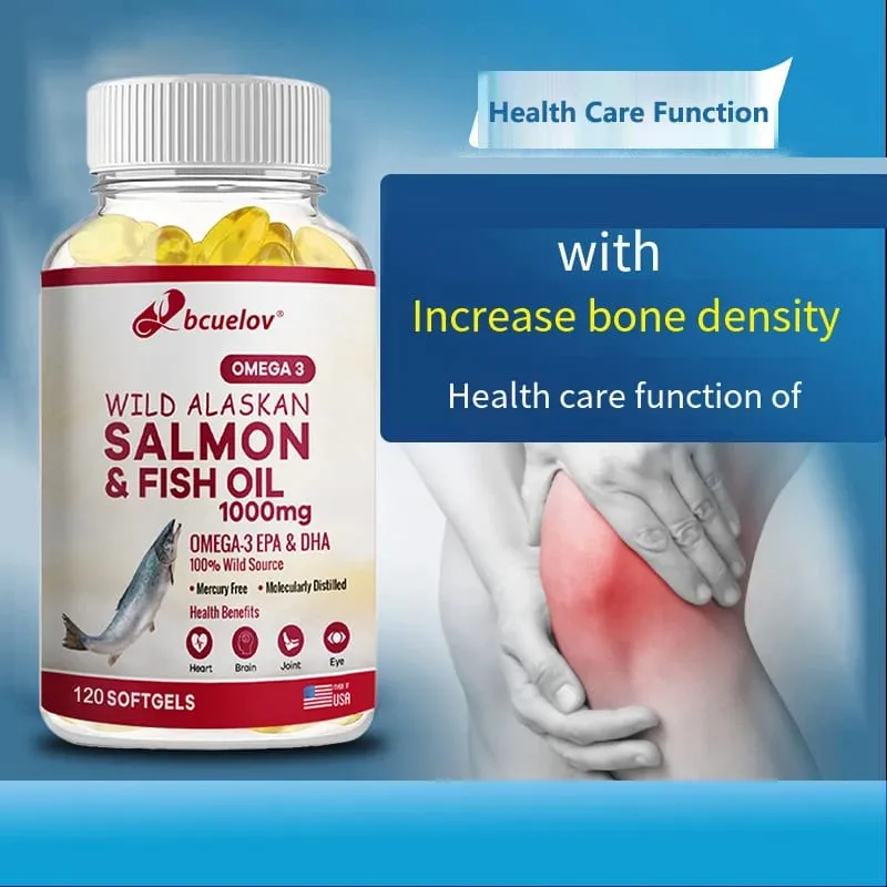 Wild Alaskan Salmon Oil - Pure Fish Omega 3 EPA DHA Fatty Acids - Supports Joint Function Brain Eye Immune and Heart Health