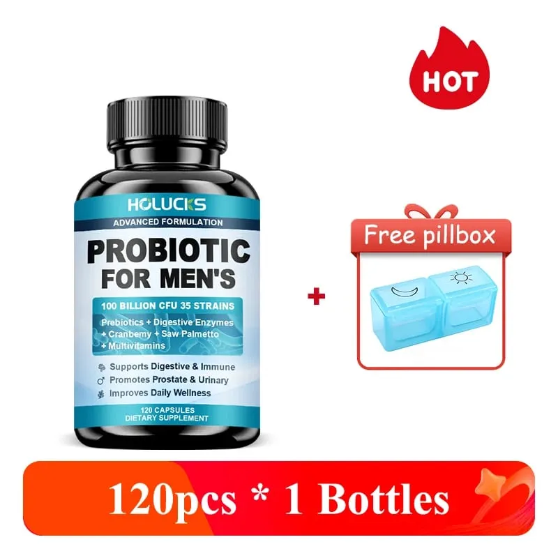 Advanced Men's Probiotic Supplement 100B CFU Prebiotic Fiber Enzymes Saw Palmetto Cranberry for Prostate Urinary Wellness