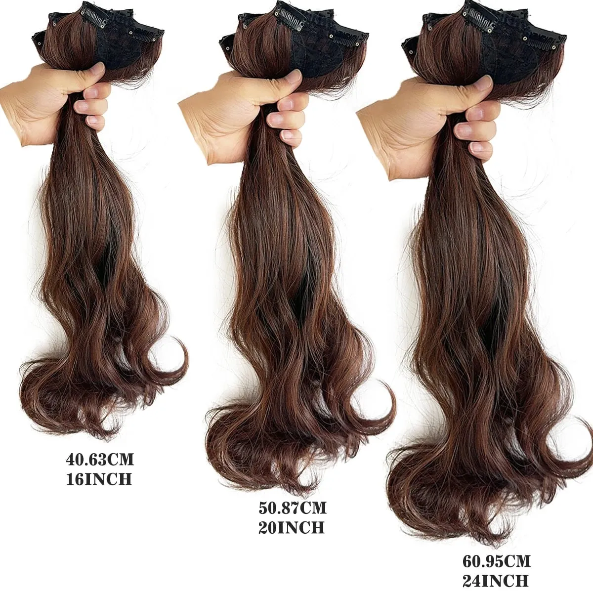 16"20"24" synthetic Big waves Clip in the hair extension 3pcs/set of curly hair pieces for women's daily styling — image 9