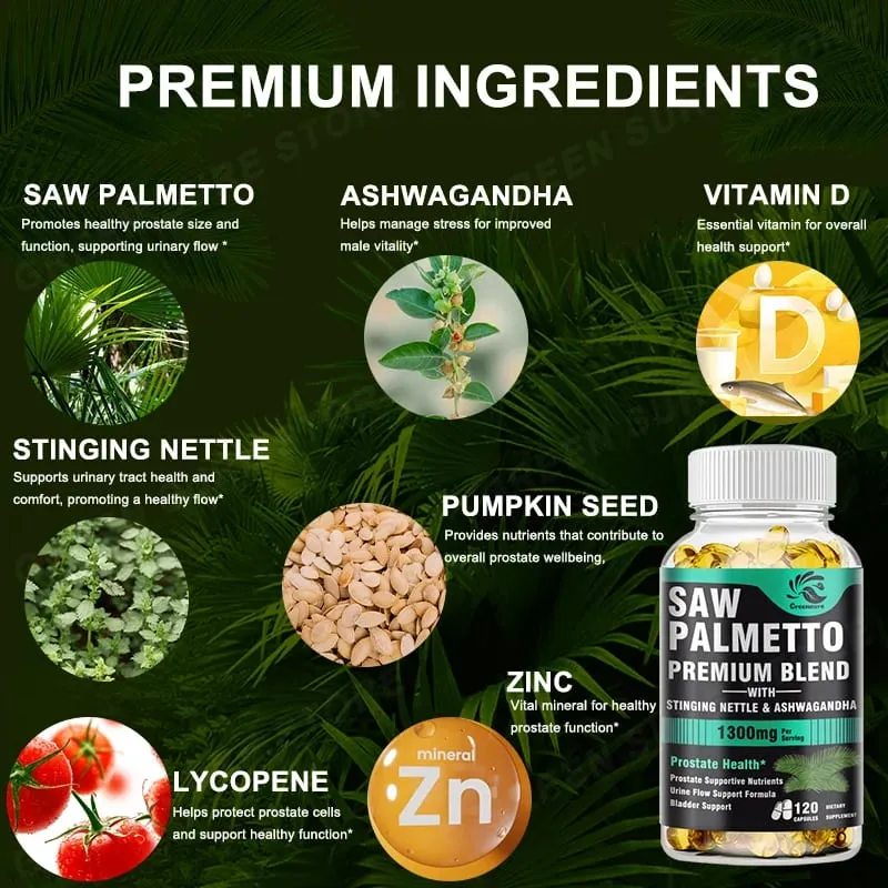 Men's Saw Palmetto Stinging Nettle Ashwagandha Lycopene - Bladder and Urinary Relief Men's Prostate Supplement